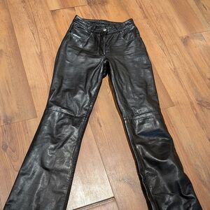 RUDSAK Black Straight Leg Leather Pants